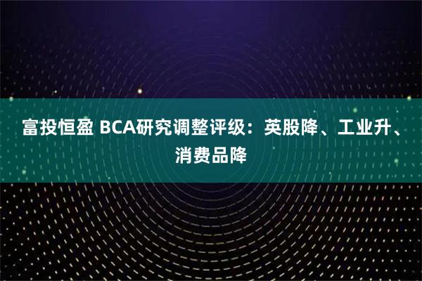 富投恒盈 BCA研究调整评级：英股降、工业升、消费品降