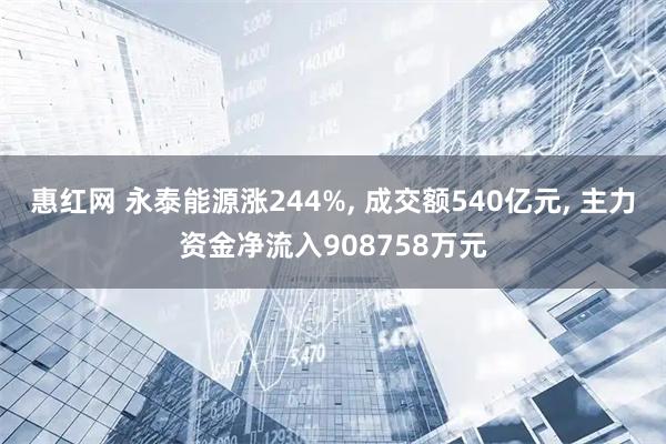惠红网 永泰能源涨244%, 成交额540亿元, 主力资金净流入908758万元